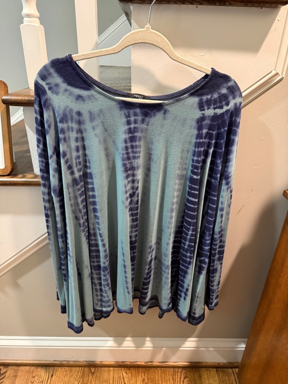 Very J Blue and Navy Tie-Dye Long Sleeve Top